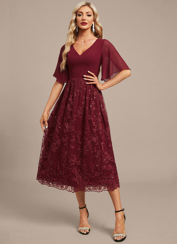 Robe Midi Émeraude Brodée
