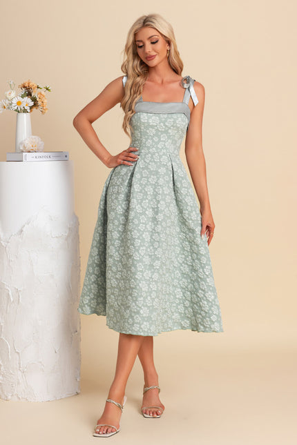 Robe Midi Midi Jacquard Verte