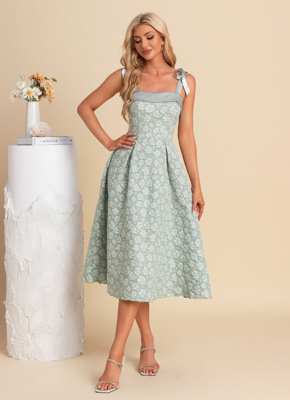 Robe Midi Midi Jacquard Verte