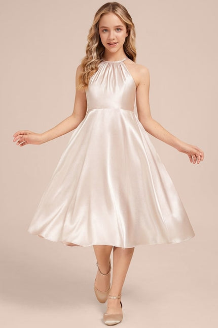 Robe Midi Satinée Rose Pâle - gallery 2