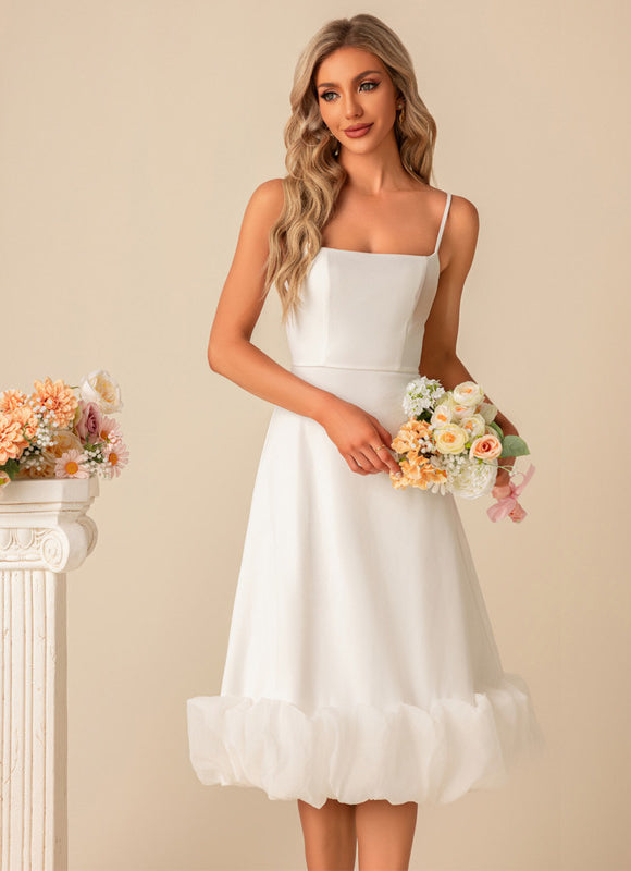 Robe Midi Bleu Ciel À Volants - gallery 2