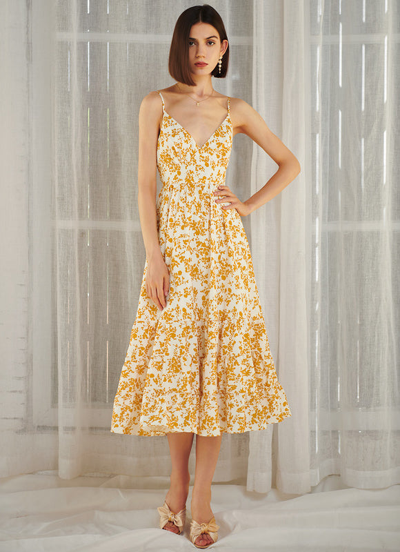 Robe Midi Jaune Champêtre