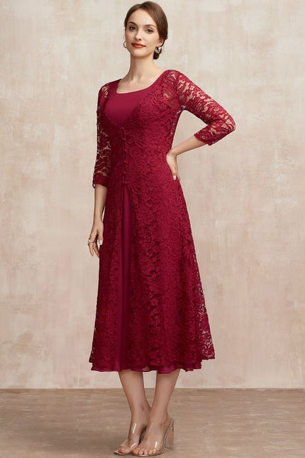 Robe Midi Bordeaux Aérée - gallery 2