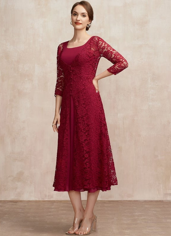 Robe Midi Bordeaux Aérée - gallery 2