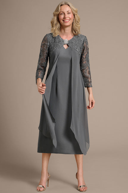Midi Robe Droite Fluide Femme 50 Ans - gallery 2