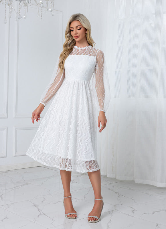 Robe Midi Dentelle Blanche - gallery 5