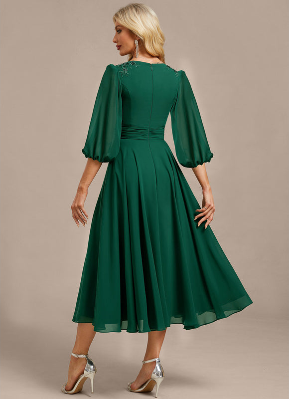Midi Robe De Soirée Pour Femme Ronde Grande Taille - gallery 6