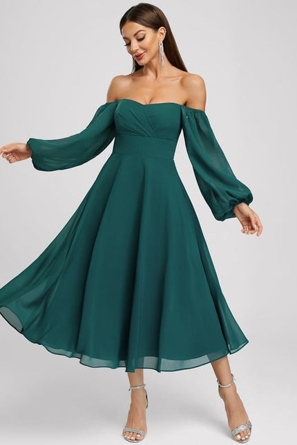Robe Midi Mousseline Émeraude - gallery 5