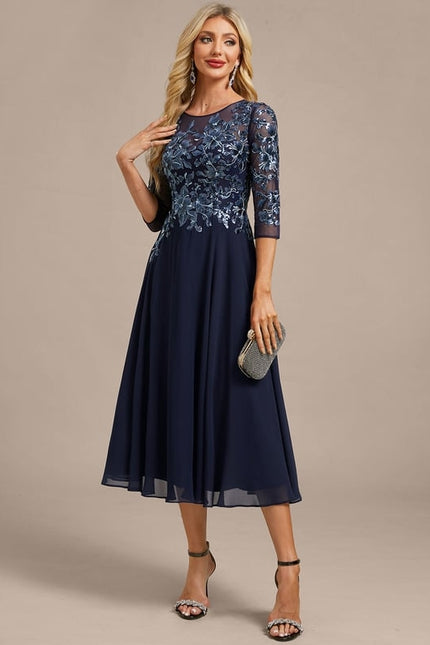 Midi Robe Habillée Pour Mariage Femme 60 Ans - gallery 2