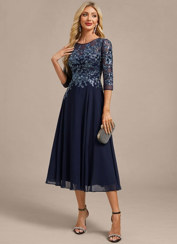 Midi Robe Habillée Pour Mariage Femme 60 Ans - gallery 2