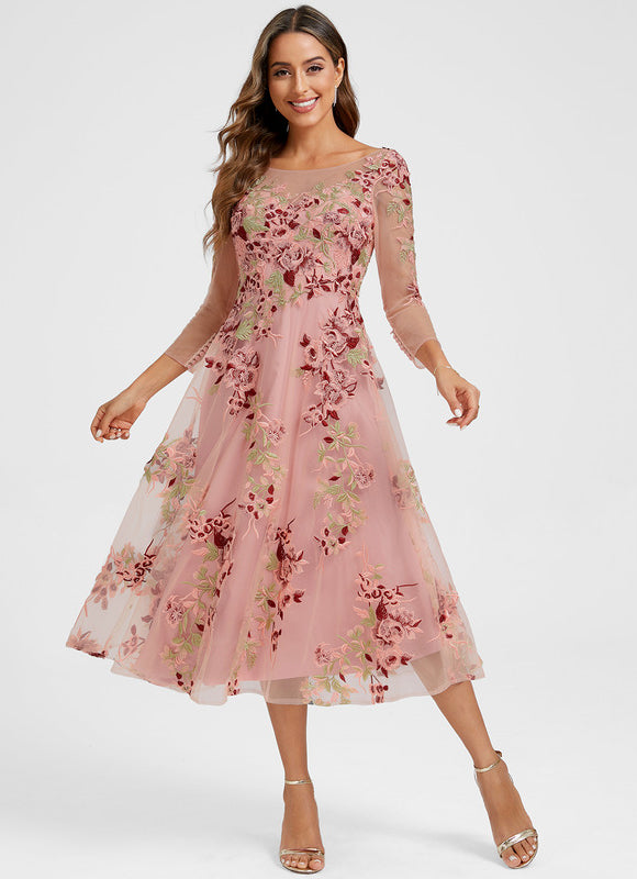 Robe Midi Florale Rose