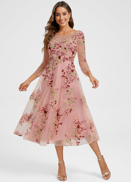 Robe Midi Florale Rose