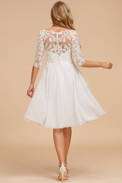 Robe Blanche Midi Manche Longue - gallery 3