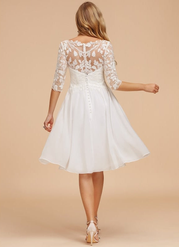 Robe Blanche Midi Manche Longue - gallery 3