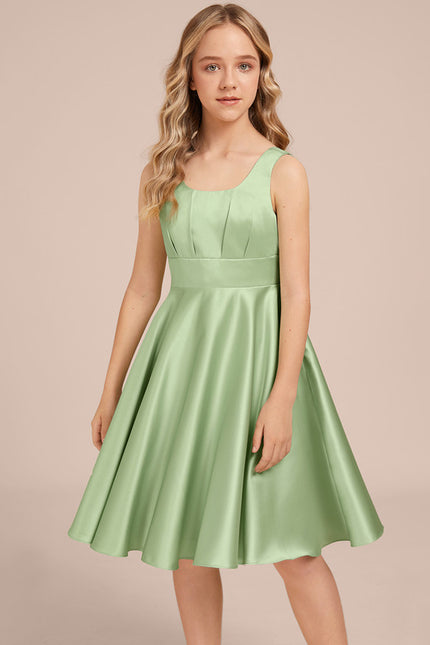 Robe Midi Satin Évasée Verte - gallery 3