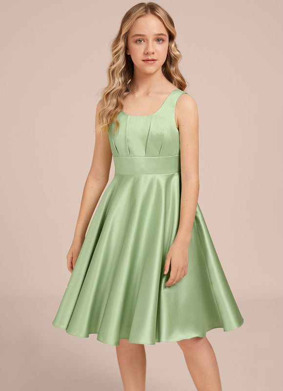 Robe Midi Satin Évasée Verte - gallery 3
