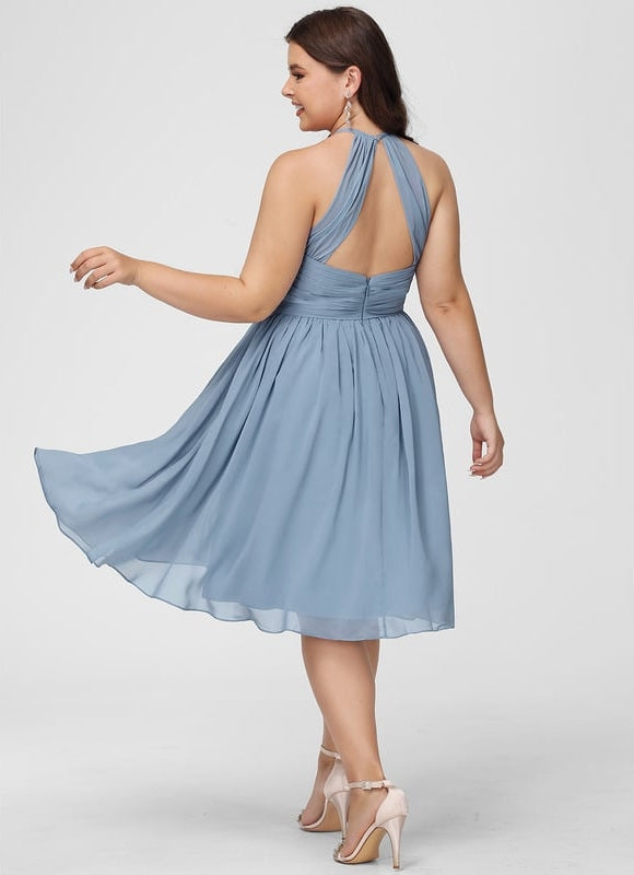 Robe Midi Mousseline Bleu - gallery 9