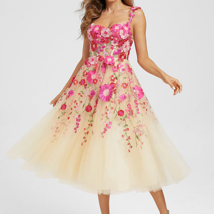 Robe Midi Florale Étoilée