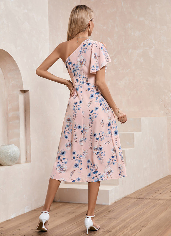 Robe Midi Asymétrique Fleurie - gallery 2