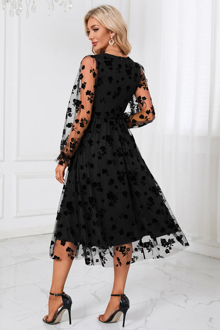 Robe Midi Ébène Florale - gallery 3