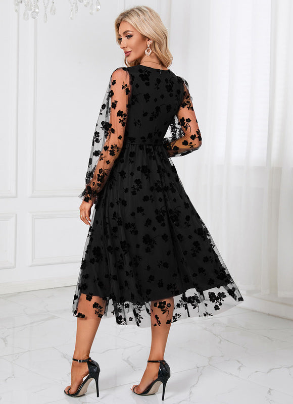 Robe Midi Ébène Florale - gallery 3