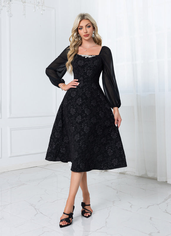 Robe Midi Col Carré - gallery 1