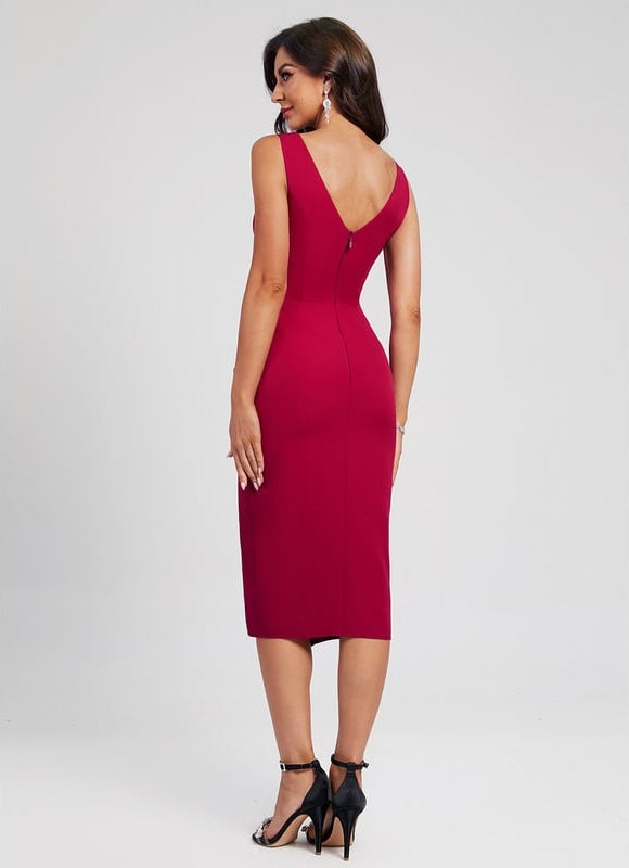 Robe Midi Froncée Cerise - gallery 2