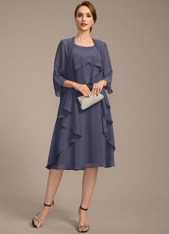 Robe Midi Mousseline Drapée - gallery 2