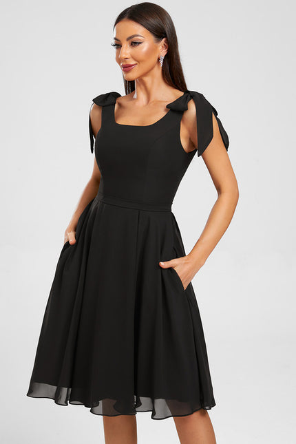 Robe Midi Noir Fluide - gallery 5