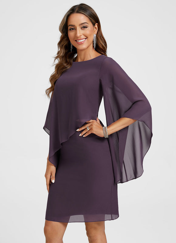 Robe Midi Drapée Prune