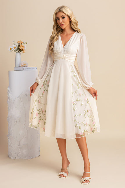 Robe Midi Midi Florale Élégante - gallery 6