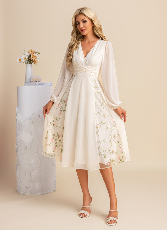 Robe Midi Midi Florale Élégante - gallery 6