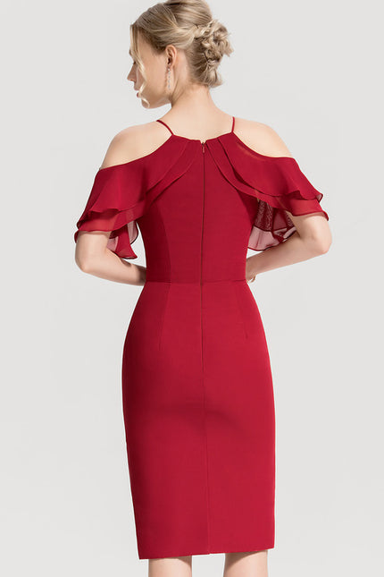 Robe Midi Froncée Bordeaux - gallery 1