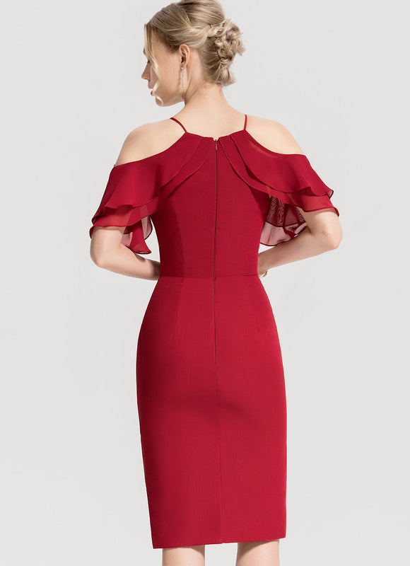 Robe Midi Froncée Bordeaux - gallery 1