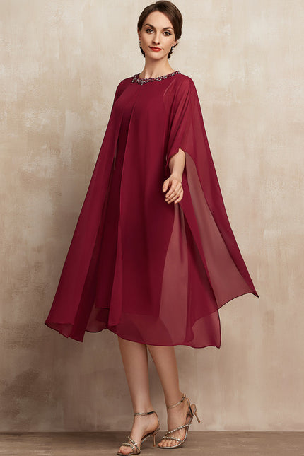 Robe Midi Ailée Bordeaux