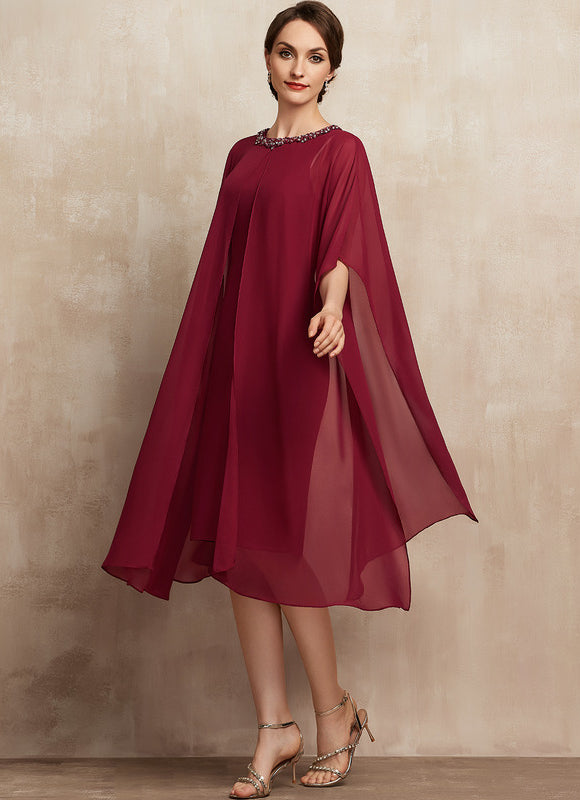 Robe Midi Ailée Bordeaux