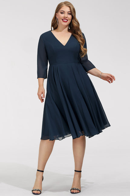 Robe Midi Aérienne Marine - gallery 7