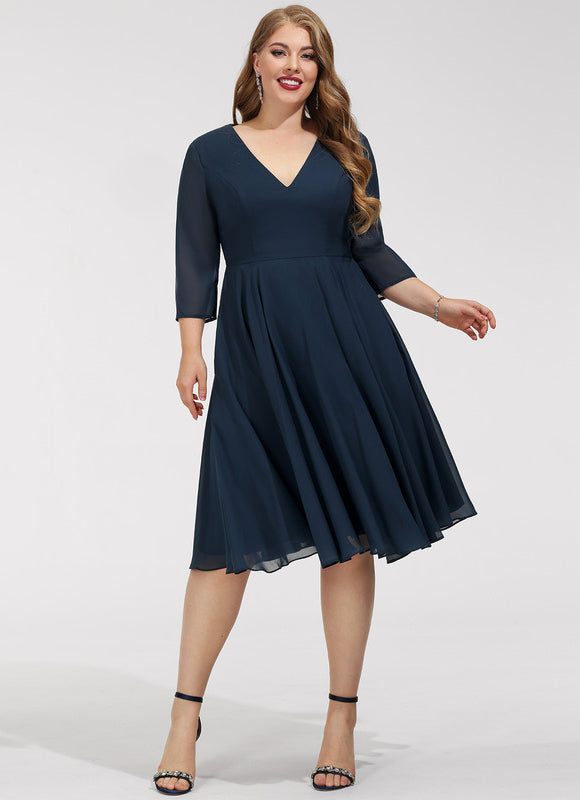 Robe Midi Aérienne Marine - gallery 7