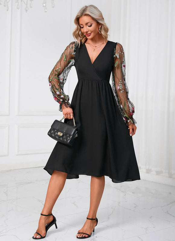 Robe Midi Tulle Brodée Émeraude - gallery 2