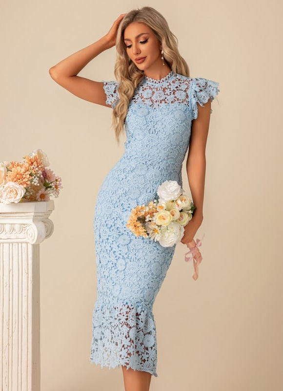 Robe Midi Céleste Dentelle