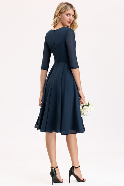 Robe Midi Aérienne Marine - gallery 4