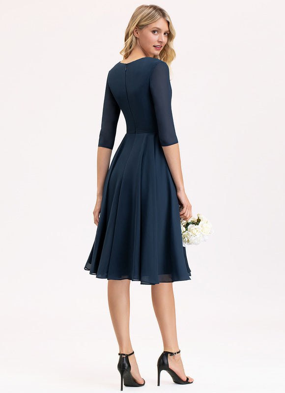 Robe Midi Aérienne Marine - gallery 4