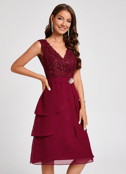 Robe Midi Volants Bordeaux