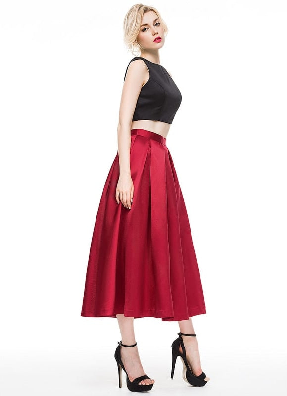 Robe Midi Satin Rouge - gallery 4