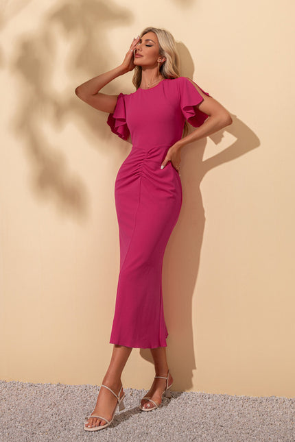 Robe Midi Bordeaux Ajustée - gallery 6