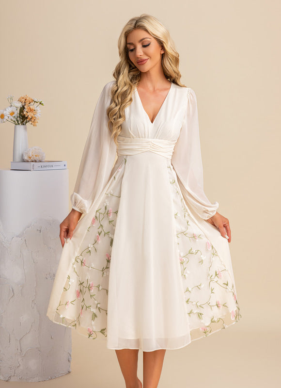 Robe Midi Midi Florale Élégante - gallery 2