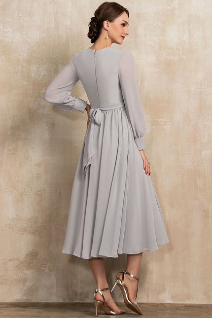 Robe Midi Gris Chic Élégante - gallery 4