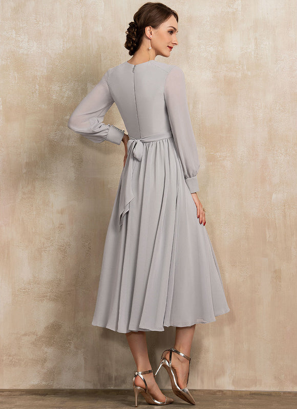 Robe Midi Gris Chic Élégante - gallery 4