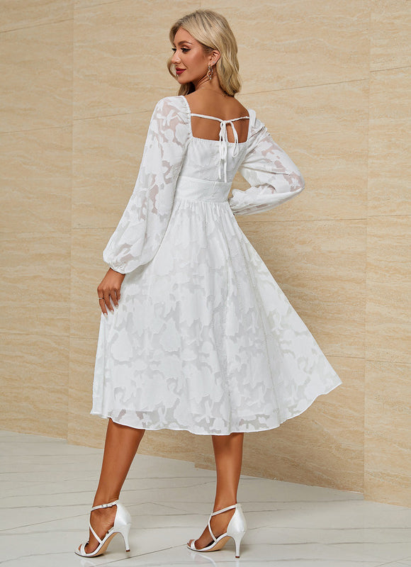 Robe Midi Blanche Aérienne - gallery 1