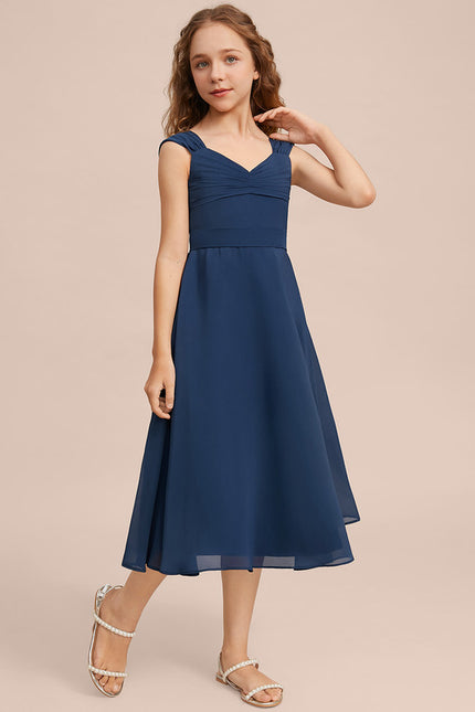 Robe Midi Col V Marine - gallery 6